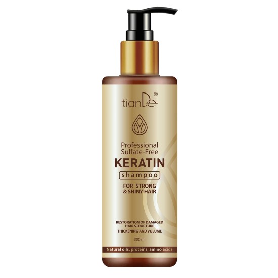Profesionalus keratino šampūnas be sulfato – stipriems ir blizgiems plaukams, 300 ml 